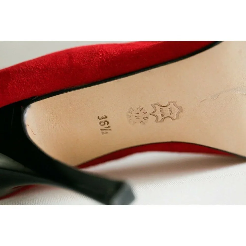 Vintage Sophia Bright Red Suede Super Sexy High Heels 36.5